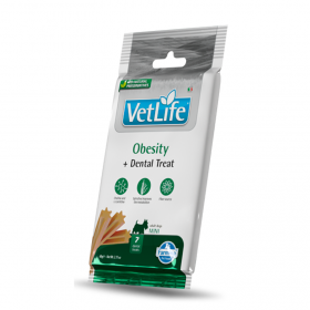 Нискокалорично дентално лакомство за кучета от дребни породи Vet Life Dog Dental Treat Obesity Mini с холин, L-карнитин и спирулина за контрол на теглото 60 гр